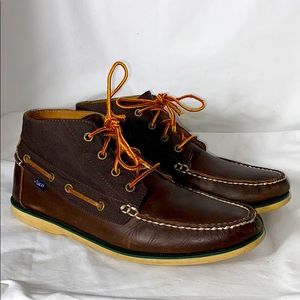 Polo Brawley Brown Leather Mid Hi Boat Shoes Sz 10